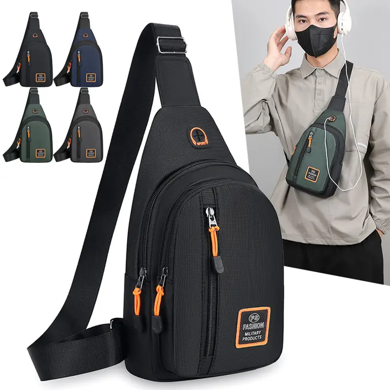 Men's Waterproof Multi-Layer Chest Bag with Crossbody Strap - Image 8