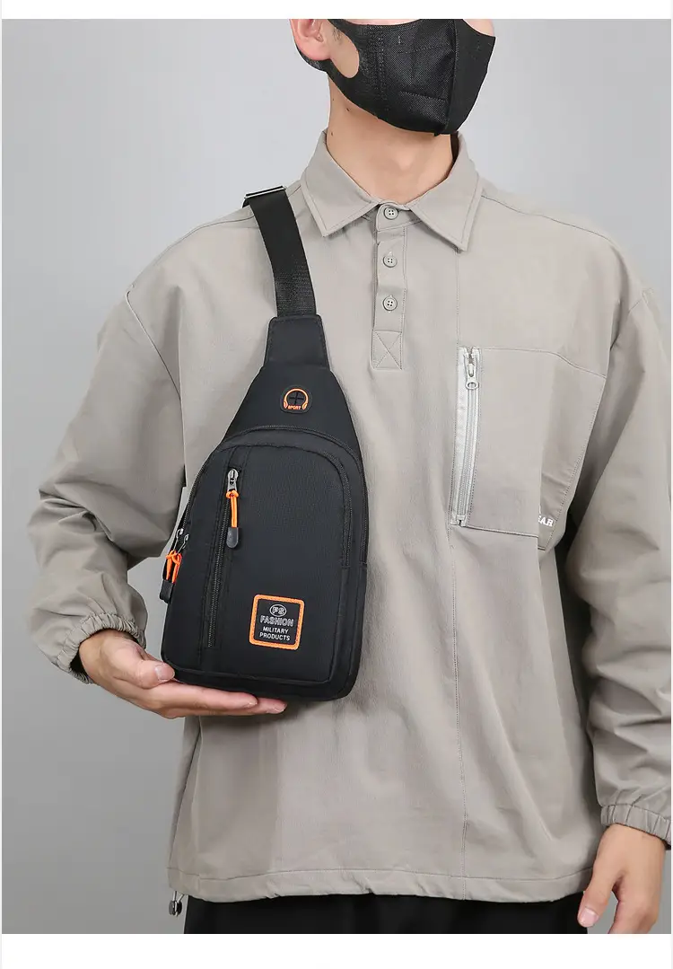 Men's Waterproof Multi-Layer Chest Bag with Crossbody Strap — feature 12