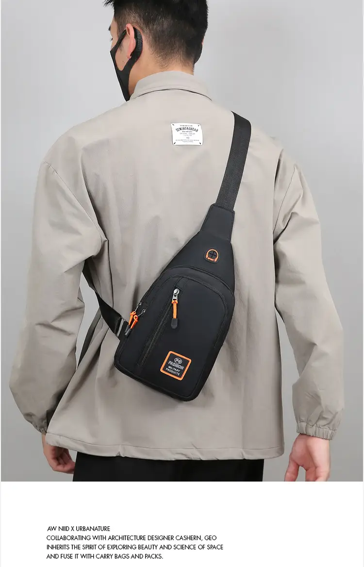 Men's Waterproof Multi-Layer Chest Bag with Crossbody Strap — feature 13
