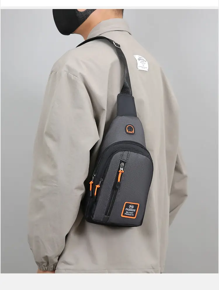 Men's Waterproof Multi-Layer Chest Bag with Crossbody Strap — feature 14