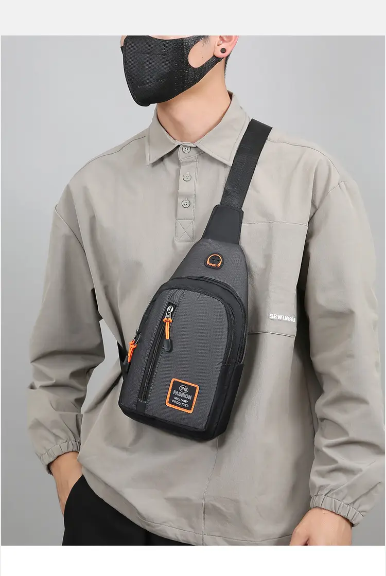 Men's Waterproof Multi-Layer Chest Bag with Crossbody Strap — feature 15