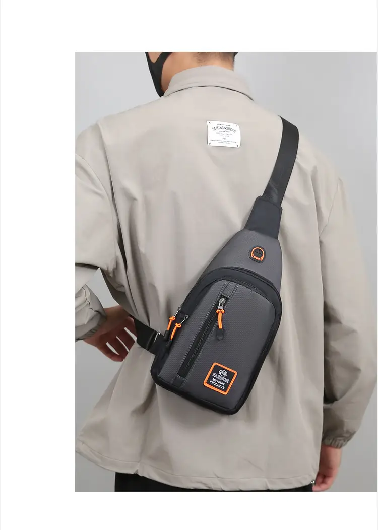 Men's Waterproof Multi-Layer Chest Bag with Crossbody Strap — feature 16