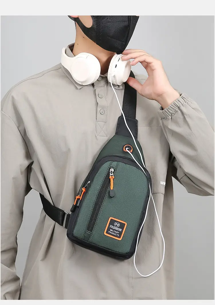 Men's Waterproof Multi-Layer Chest Bag with Crossbody Strap — feature 21