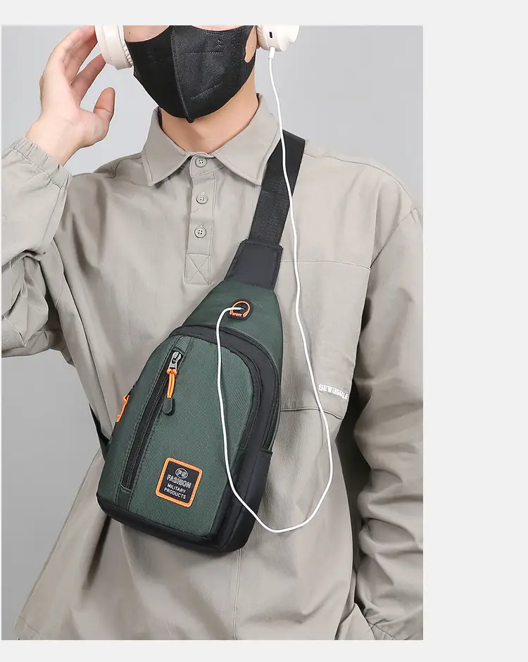 Men's Waterproof Multi-Layer Chest Bag with Crossbody Strap — feature 22