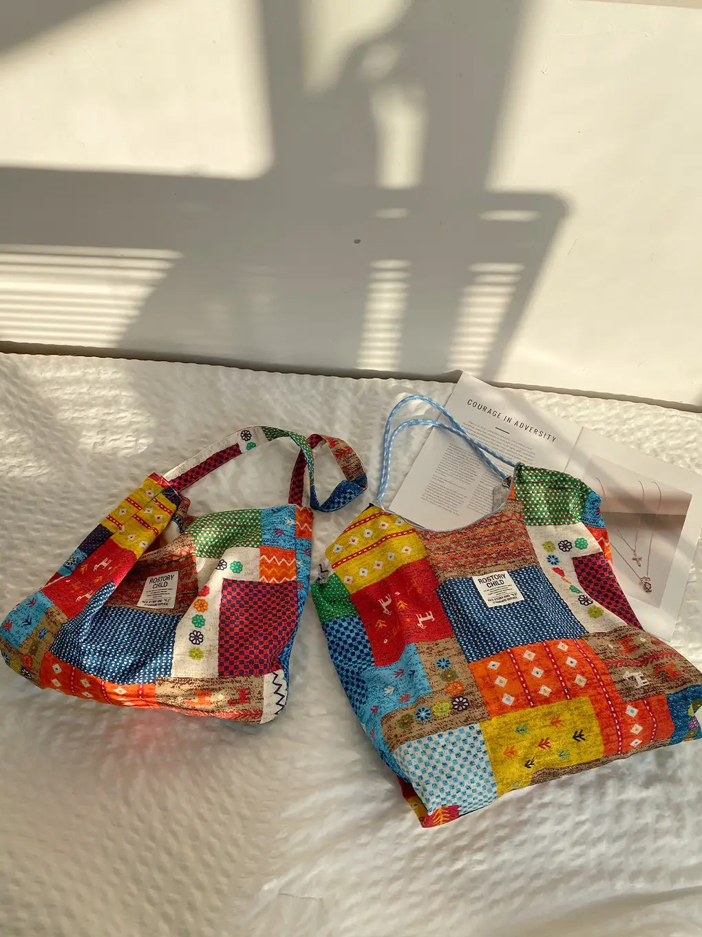 Spring Patchwork Bag Large Capacity Crossbody Drawstring Tote - Image 8