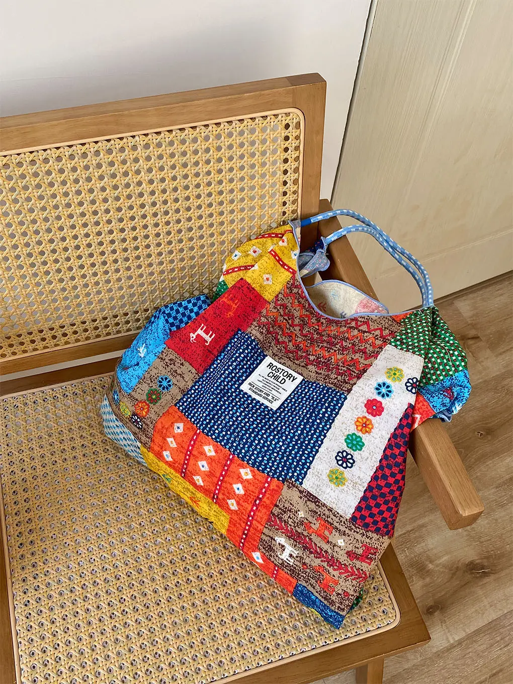 Spring Patchwork Bag Large Capacity Crossbody Drawstring Tote — feature 13