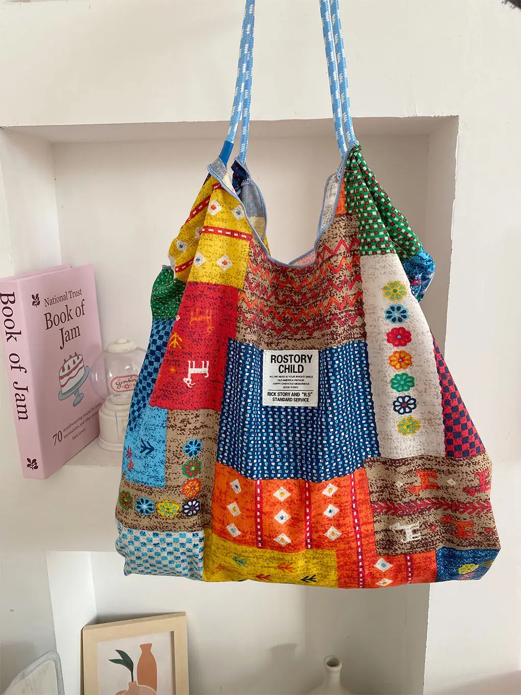 Spring Patchwork Bag Large Capacity Crossbody Drawstring Tote — feature 9