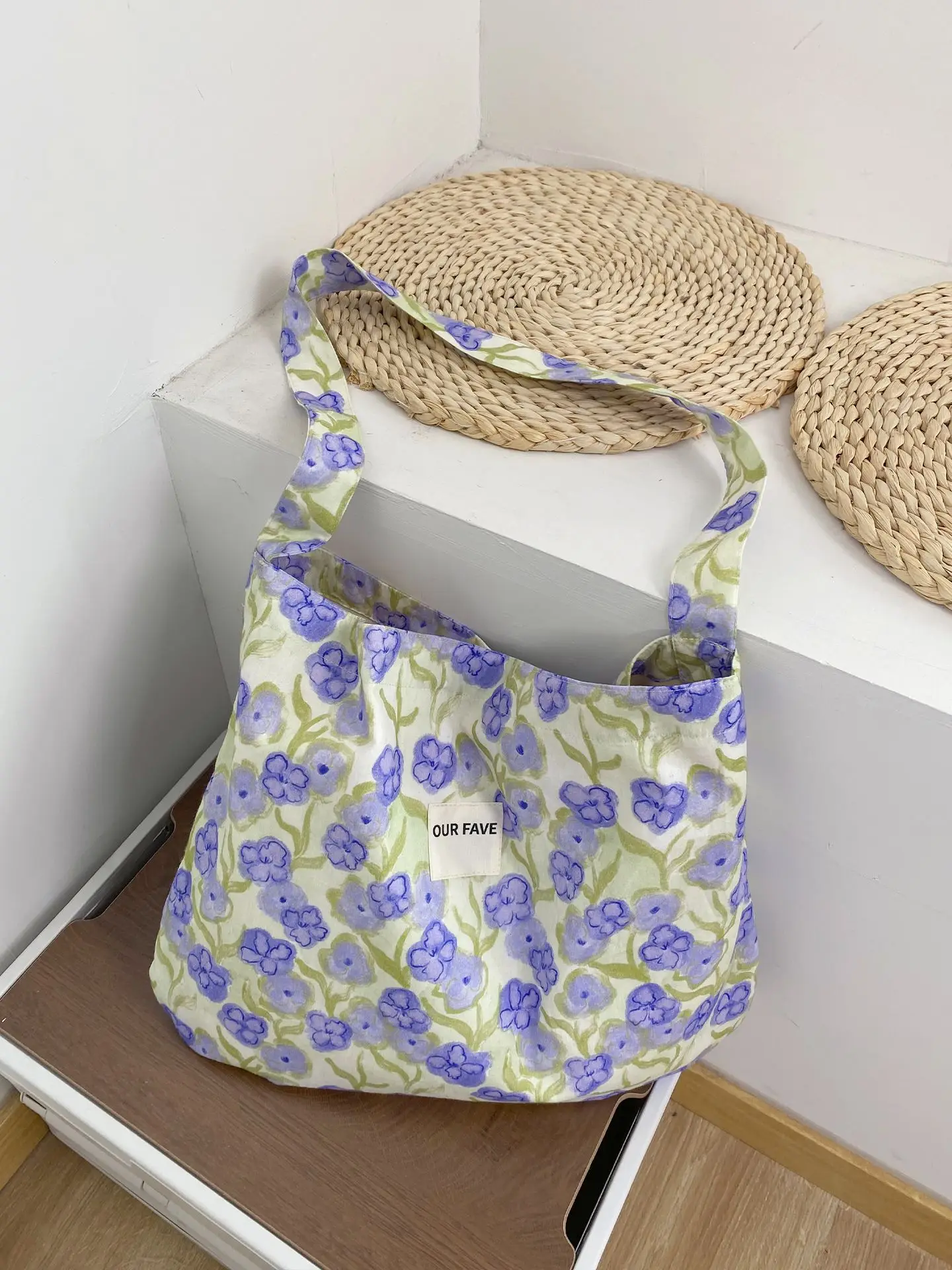 Spring Patchwork Bag Large Capacity Crossbody Drawstring Tote - Image 3