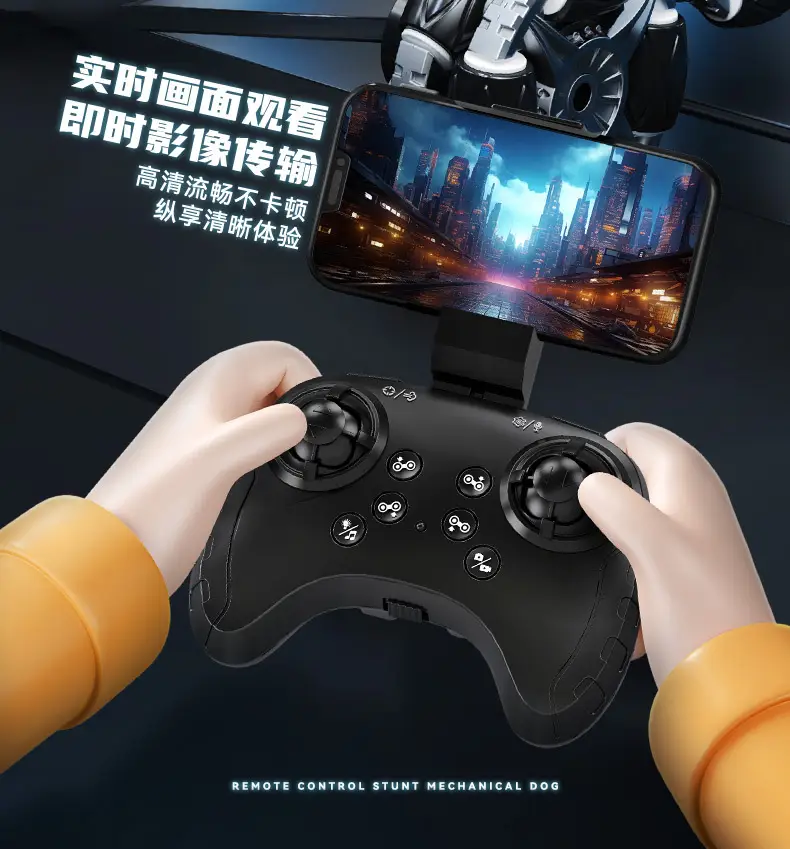 Electric mechanical dog camera spray water bullet gun robot dog gesture induction deformation eight-wheel stunt children's remote control car — feature 5