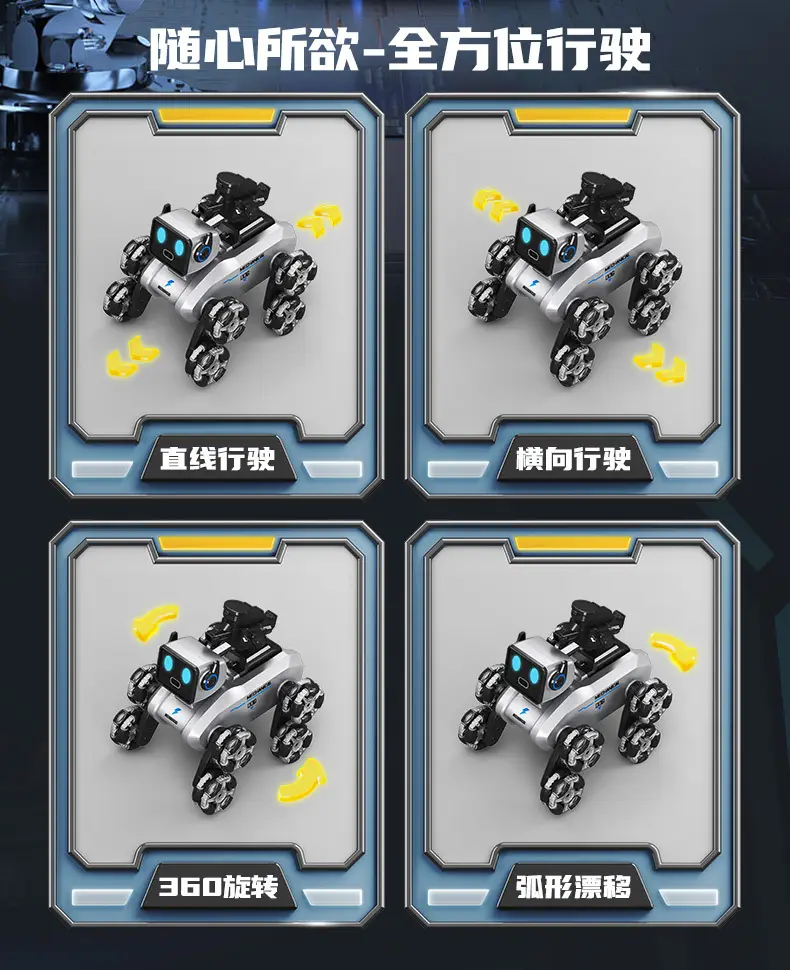 Electric mechanical dog camera spray water bullet gun robot dog gesture induction deformation eight-wheel stunt children's remote control car — feature 9