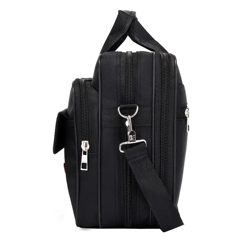 15.6 Inch Laptop Bag Black Multi Layer Shoulder Crossbody - Image 6