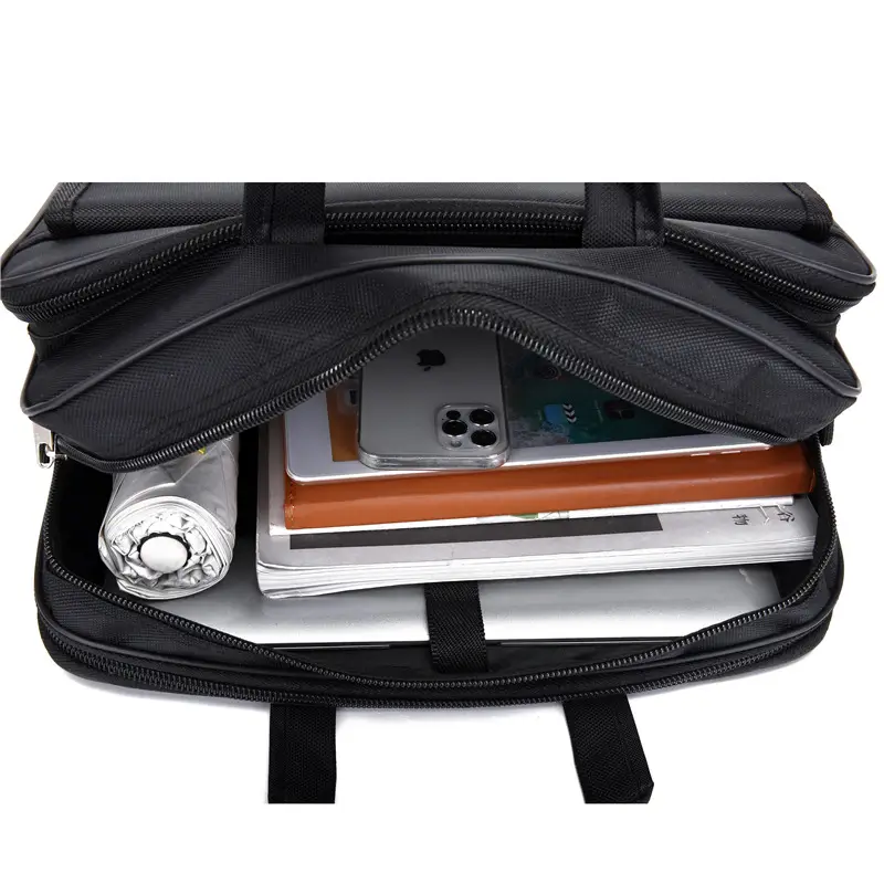 15.6 Inch Laptop Bag Black Multi Layer Shoulder Crossbody - Image 7