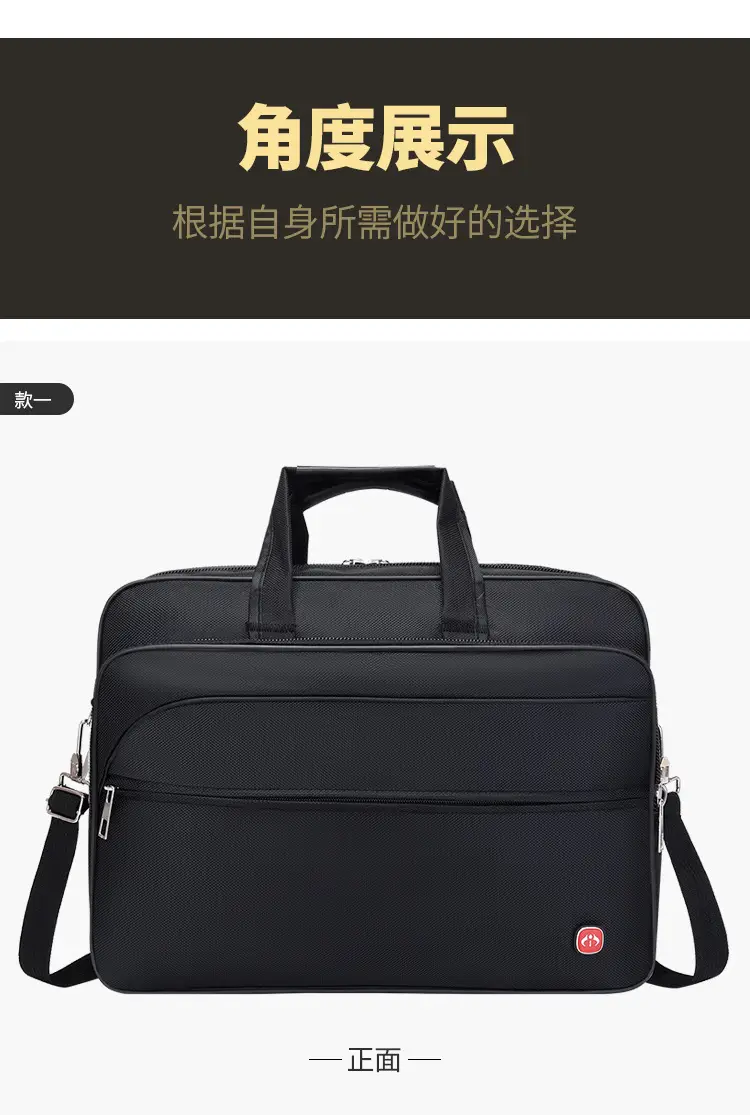 15.6 Inch Laptop Bag Black Multi Layer Shoulder Crossbody — feature 19