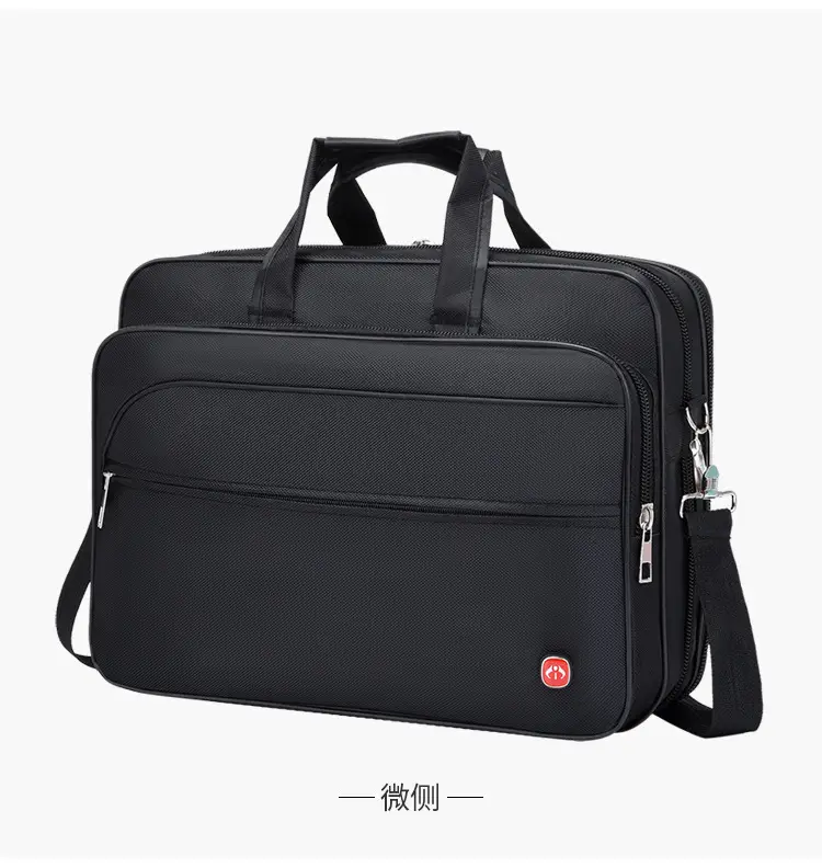 15.6 Inch Laptop Bag Black Multi Layer Shoulder Crossbody — feature 20