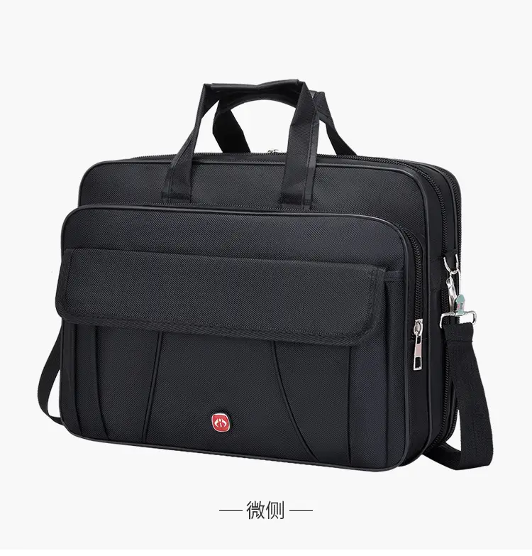 15.6 Inch Laptop Bag Black Multi Layer Shoulder Crossbody — feature 22