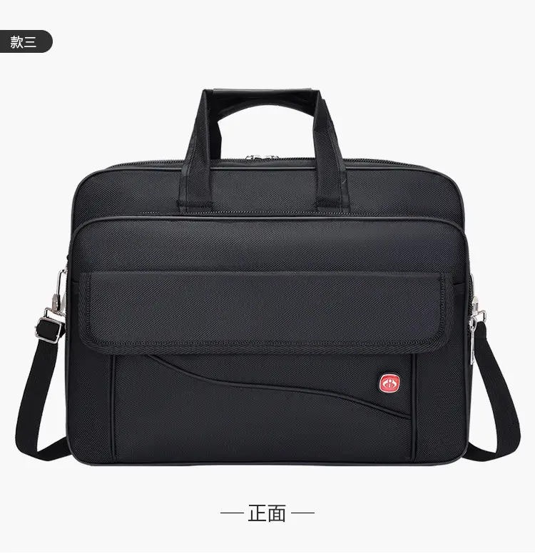 15.6 Inch Laptop Bag Black Multi Layer Shoulder Crossbody — feature 23