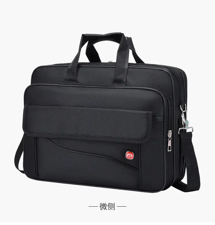 15.6 Inch Laptop Bag Black Multi Layer Shoulder Crossbody — feature 24