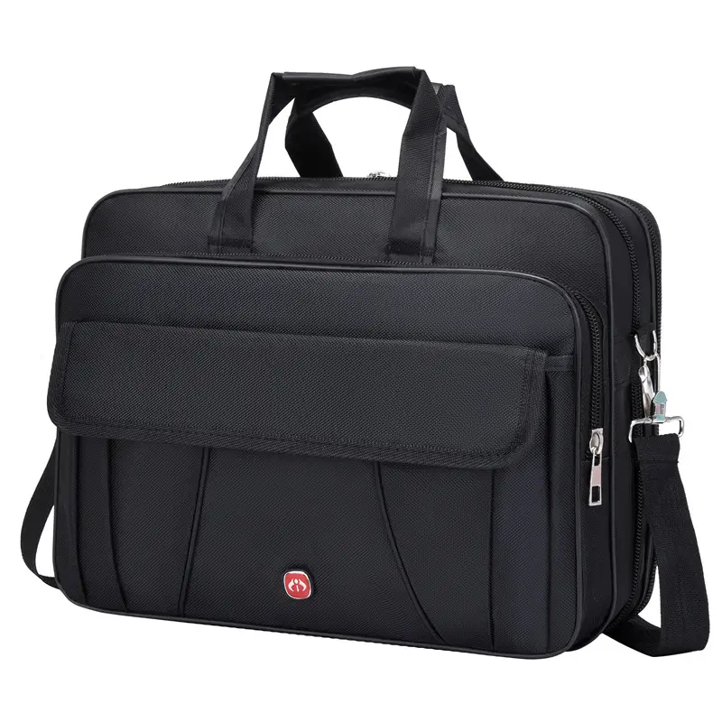 15.6 Inch Laptop Bag Black Multi Layer Shoulder Crossbody - Image 2