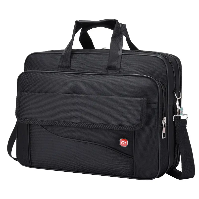 15.6 Inch Laptop Bag Black Multi Layer Shoulder Crossbody - Image 3