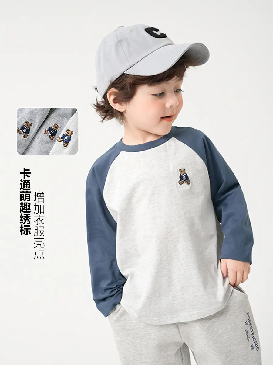 Boys Pure Cotton Long Sleeve T-Shirt Blue White Spring - Image 6