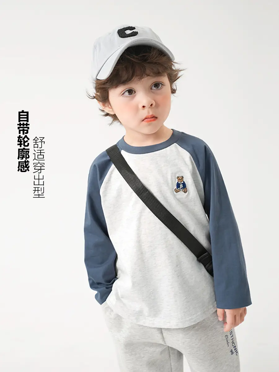 Boys Pure Cotton Long Sleeve T-Shirt Blue White Spring - Image 7