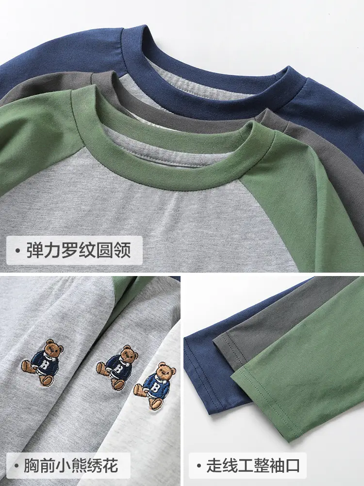 Boys Pure Cotton Long Sleeve T-Shirt Blue White Spring - Image 9