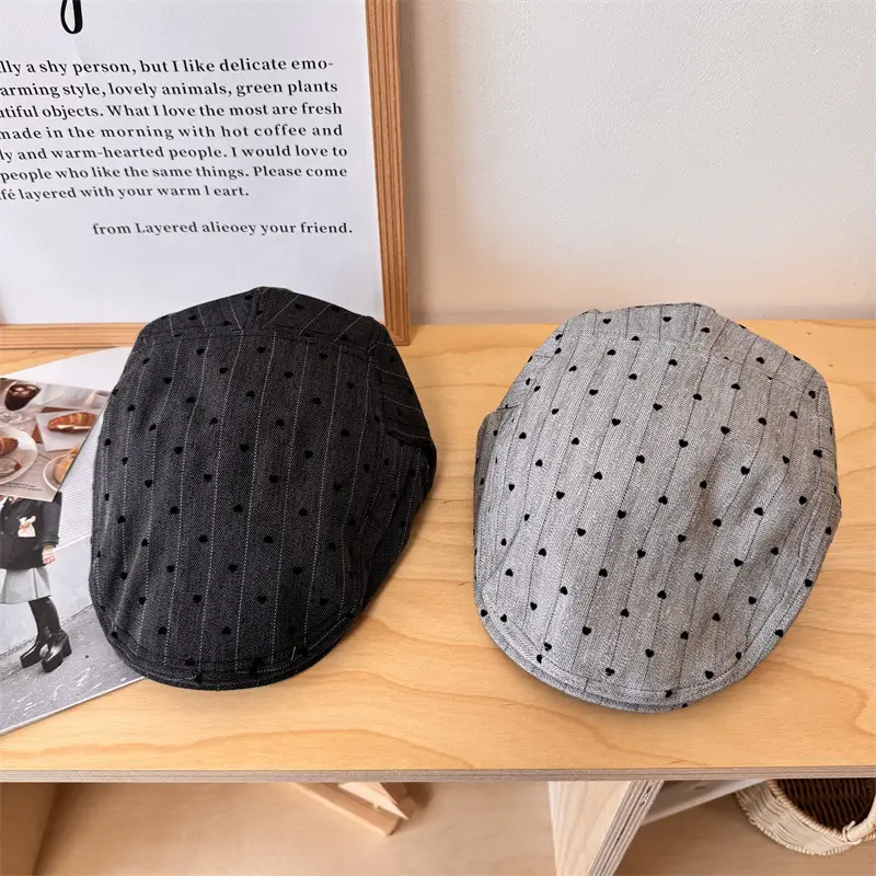 Japanese Style Retro Niche Striped Forward Cap for Women Spring and Summer Thin Face Small Beret for Students Couple Cap for Men - Image 6