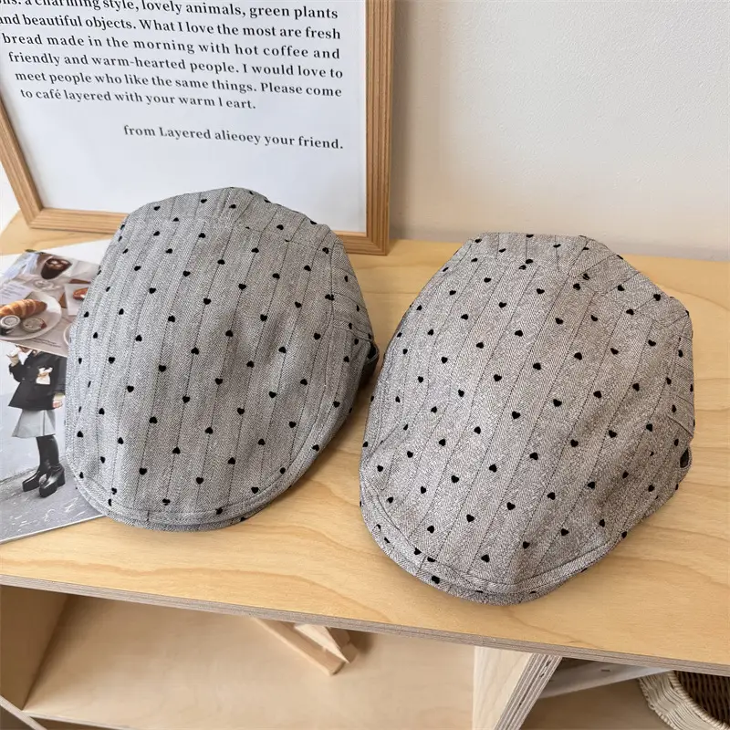 Japanese Style Retro Niche Striped Forward Cap for Women Spring and Summer Thin Face Small Beret for Students Couple Cap for Men - Image 7