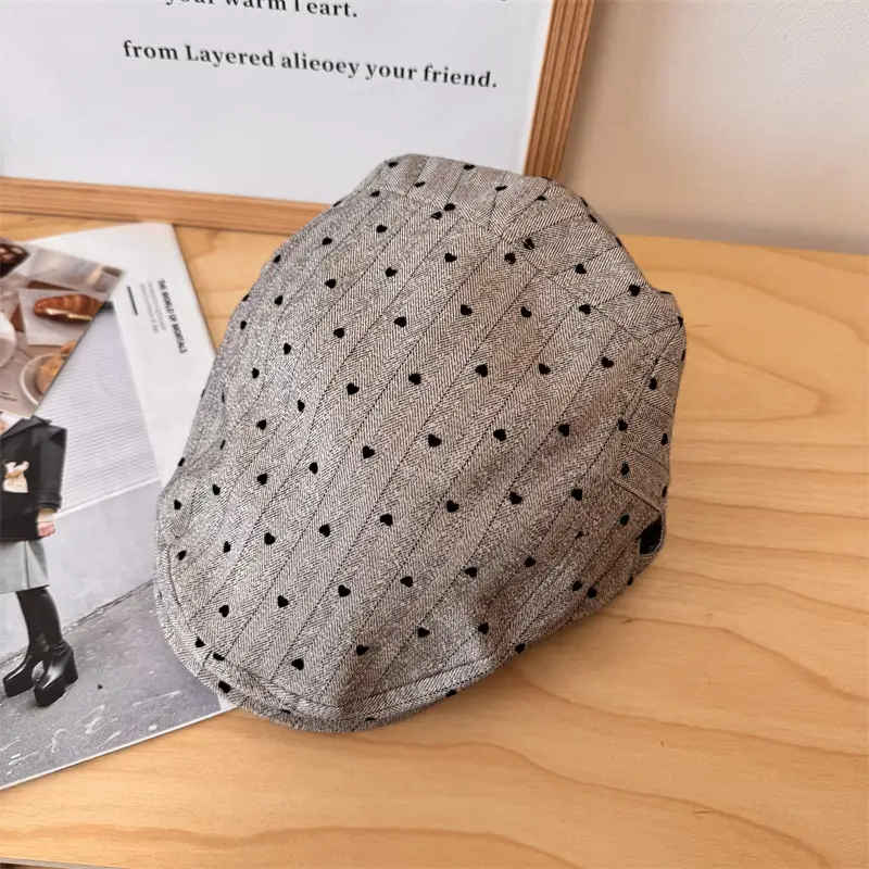 Japanese Style Retro Niche Striped Forward Cap for Women Spring and Summer Thin Face Small Beret for Students Couple Cap for Men - Image 3