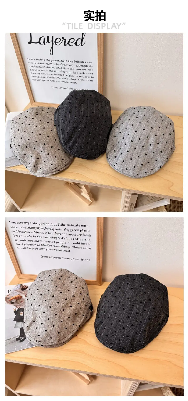 Japanese Style Retro Niche Striped Forward Cap for Women Spring and Summer Thin Face Small Beret for Students Couple Cap for Men — feature 2
