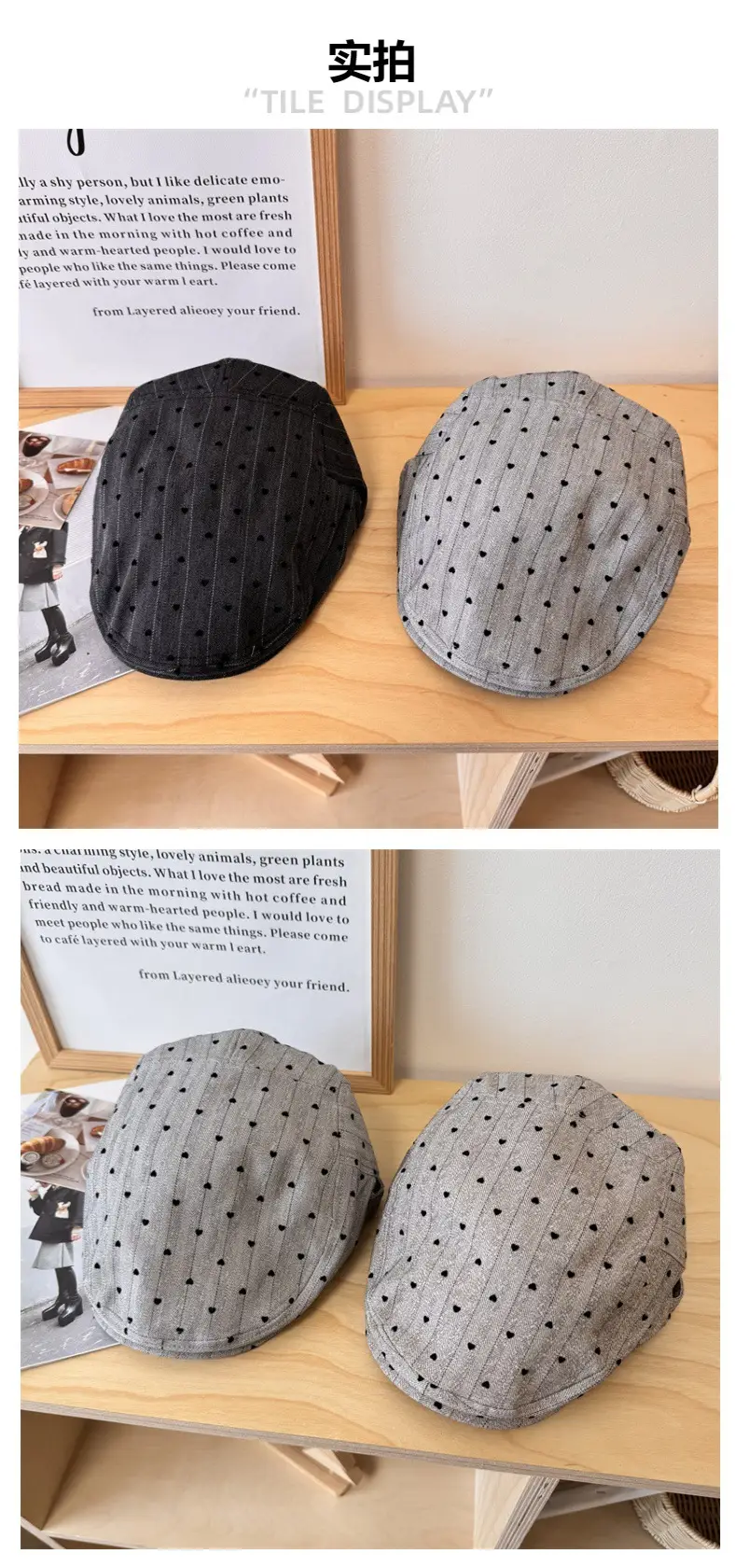 Japanese Style Retro Niche Striped Forward Cap for Women Spring and Summer Thin Face Small Beret for Students Couple Cap for Men — feature 3