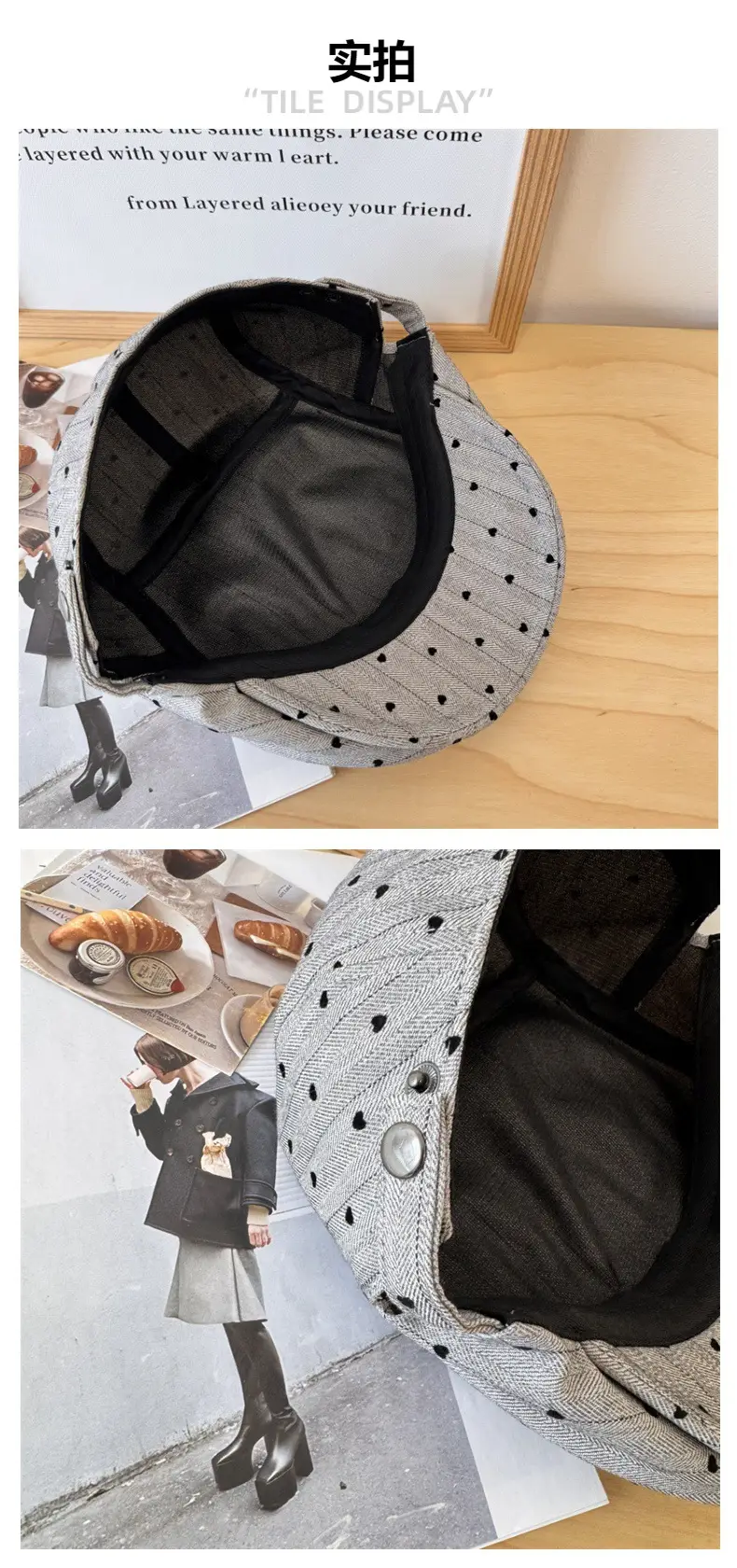Japanese Style Retro Niche Striped Forward Cap for Women Spring and Summer Thin Face Small Beret for Students Couple Cap for Men — feature 5