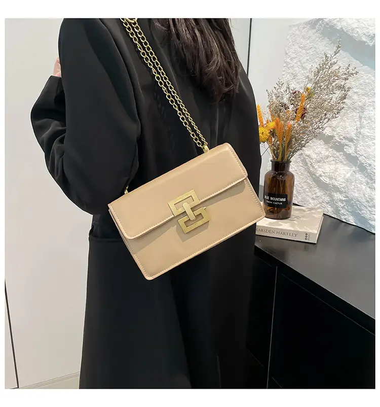 Women's Retro Chain Crossbody Bag Brown Gold — feature 17