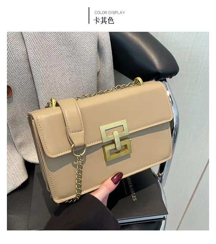 Women's Retro Chain Crossbody Bag Brown Gold — feature 22