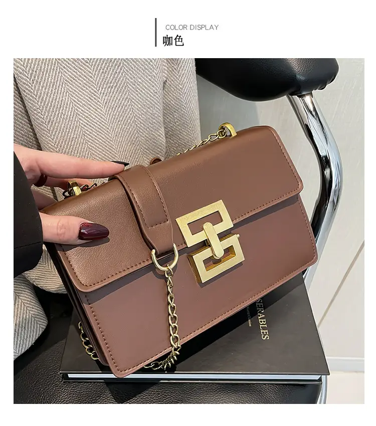 Women's Retro Chain Crossbody Bag Brown Gold — feature 23