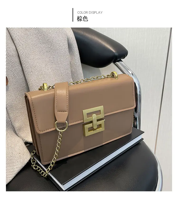 Women's Retro Chain Crossbody Bag Brown Gold — feature 24
