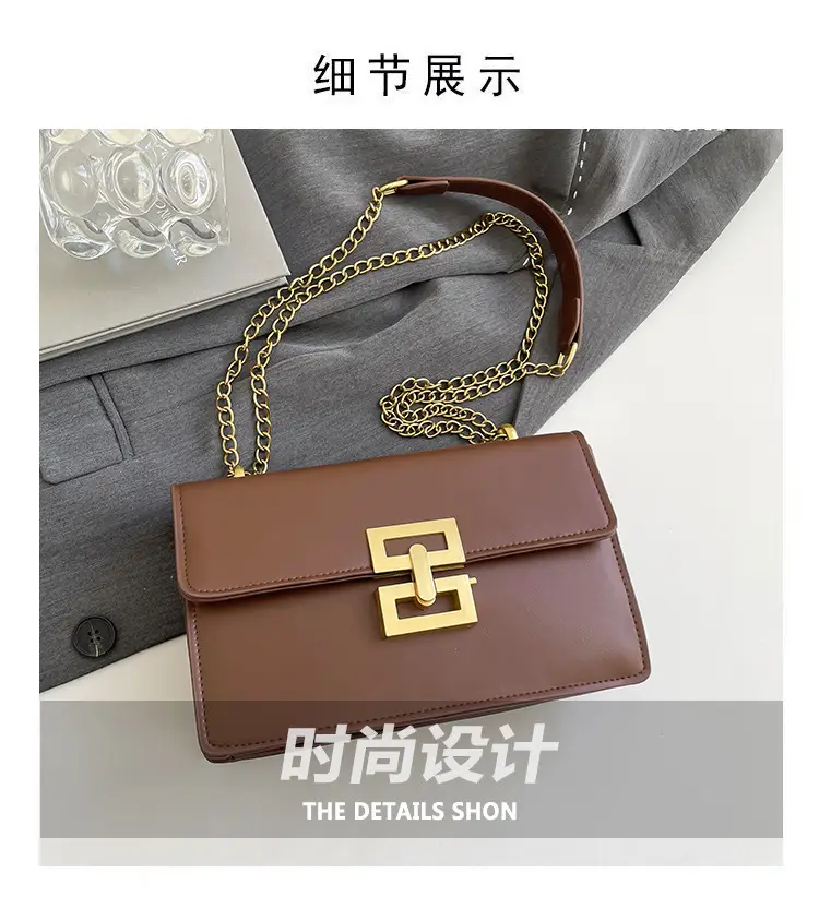 Women's Retro Chain Crossbody Bag Brown Gold — feature 4