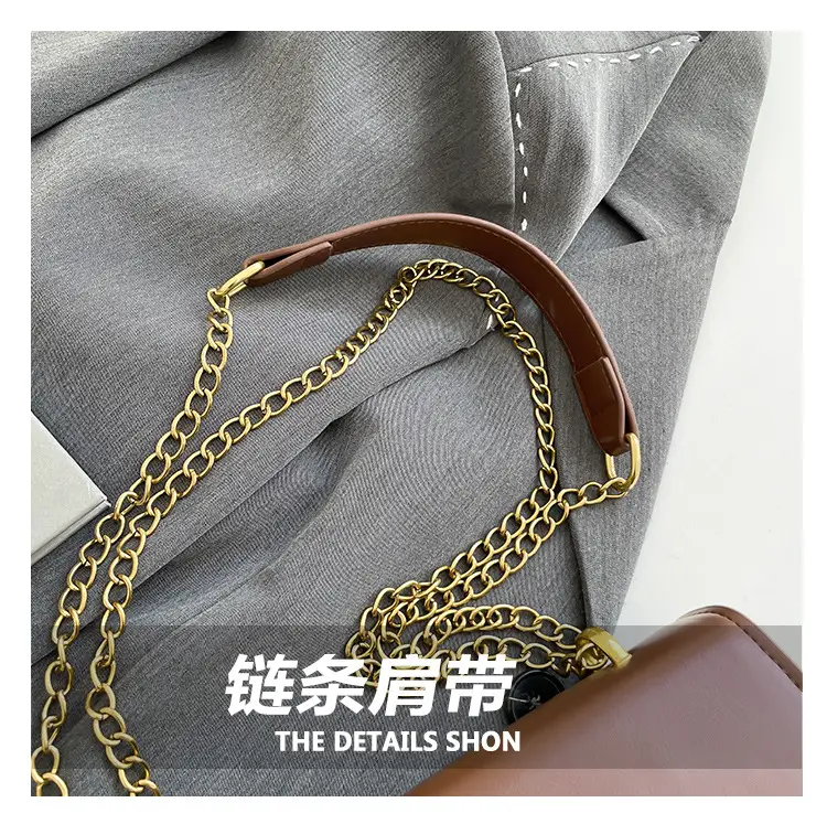 Women's Retro Chain Crossbody Bag Brown Gold — feature 5
