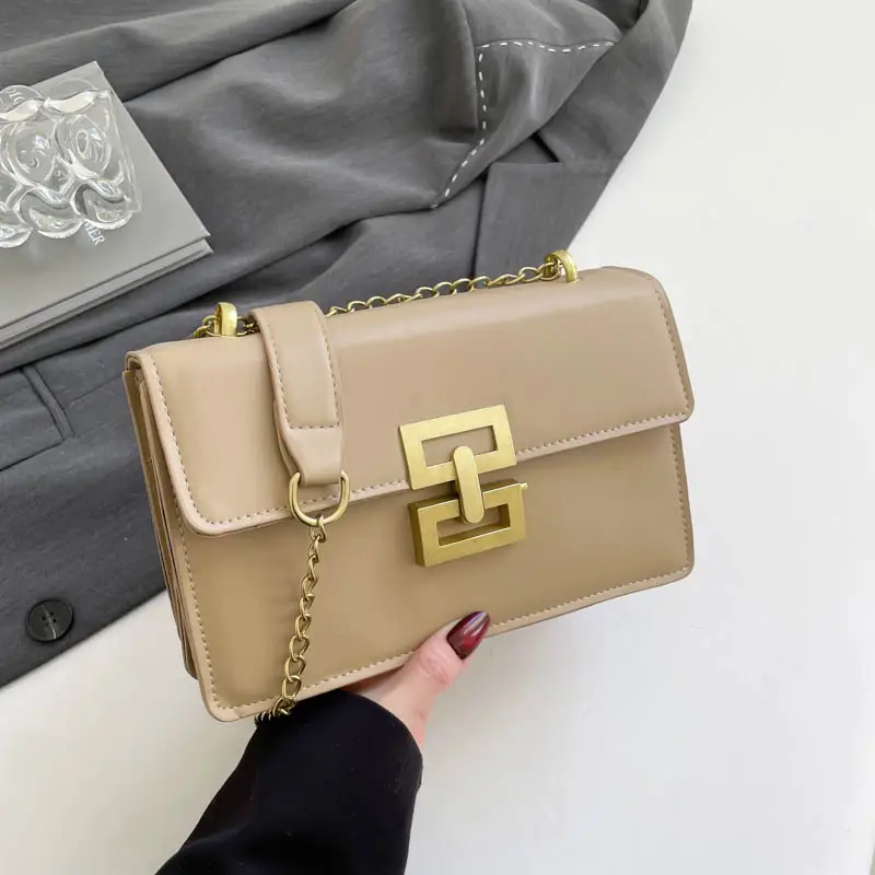 Women's Retro Chain Crossbody Bag Brown Gold - Image 3