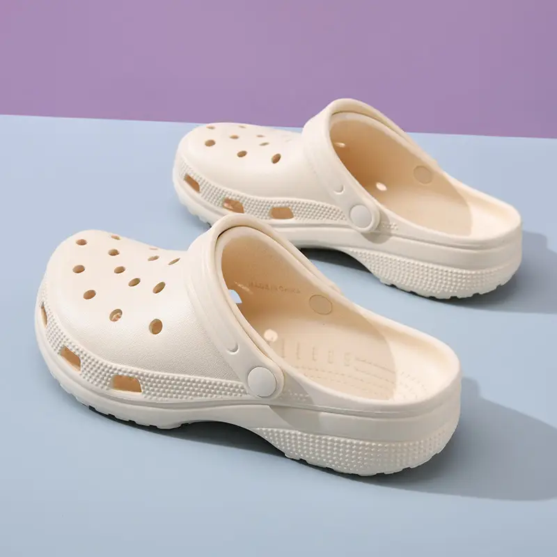 New Style Hole Shoes Women's Summer Outer Wear Non-slip Breathable Baotou Drag Thick Bottom Increased Wear-resistant Deodorant Beach Slippers for Men