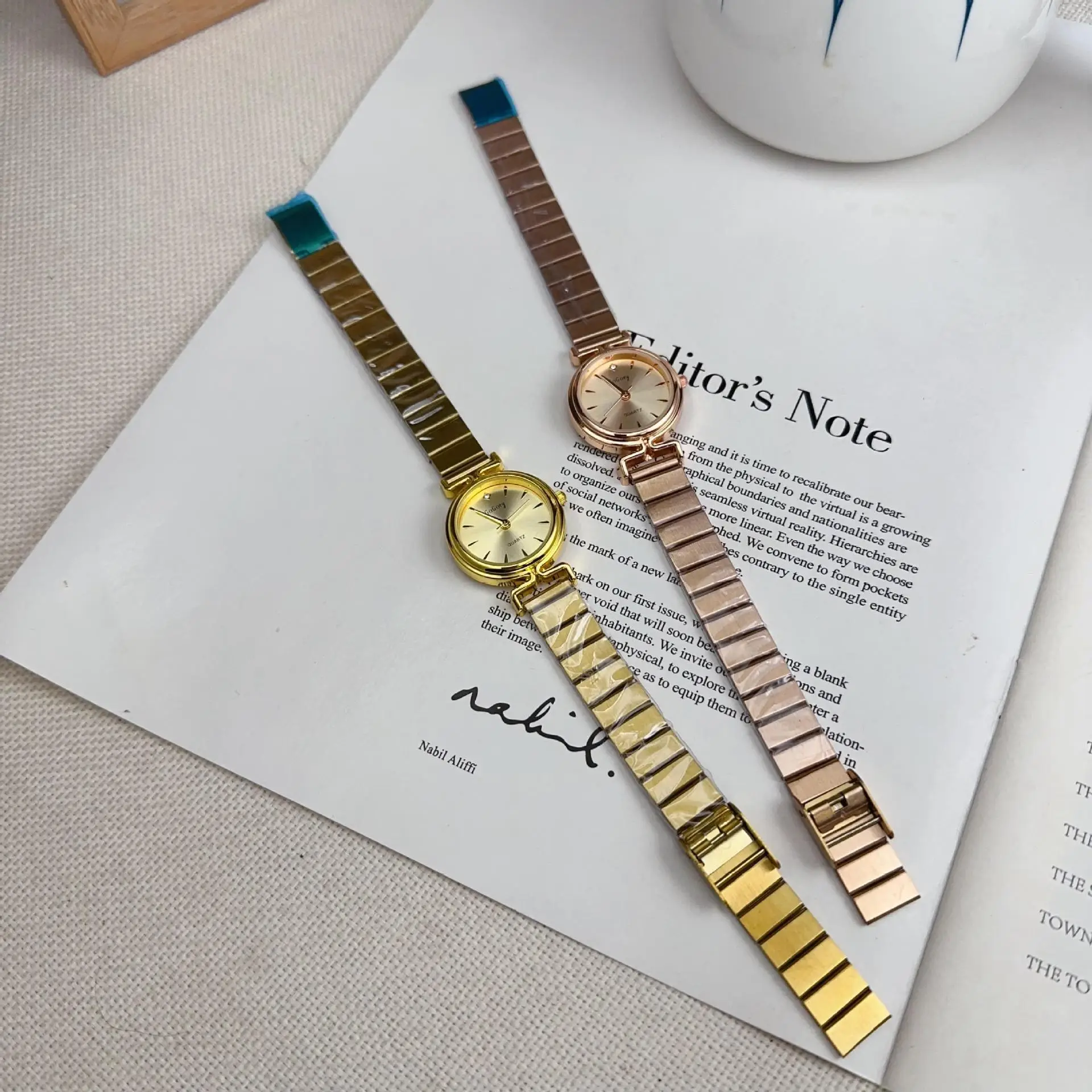 Rose Gold Women's Quartz Watch with Chain Strap