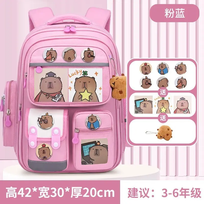 Schoolbags for Primary School Students in Grades 1, 2, and 6, Girls' Cartoon Spine-Protecting and Weight-Reducing Backpacks for Children Aged 6-12 Years Old Wholesale