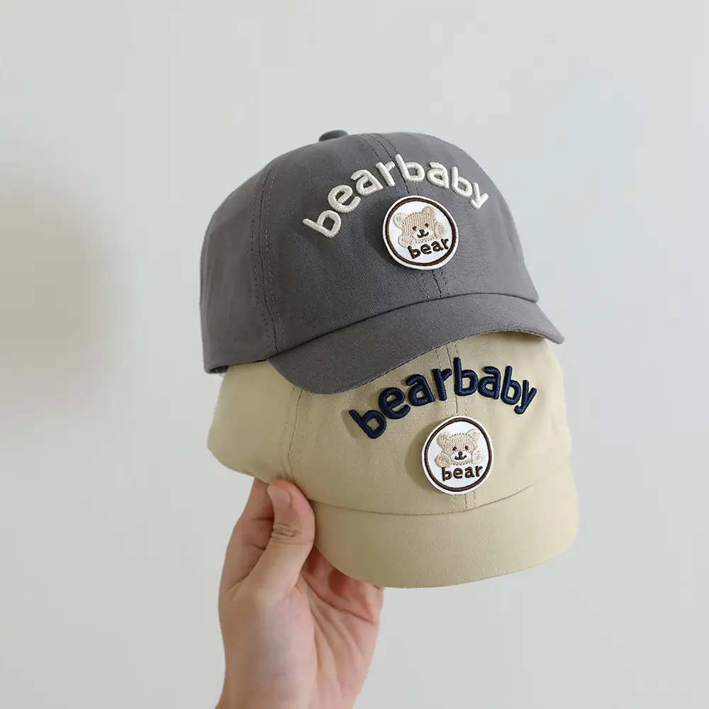 Cute Beige Bear Baby Cap for Boys Summer Hat — feature 3