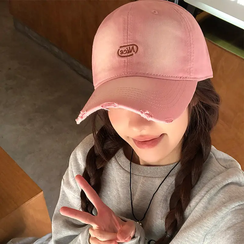 Pink Korean Style Baseball Cap for Women Spring Summer 2025