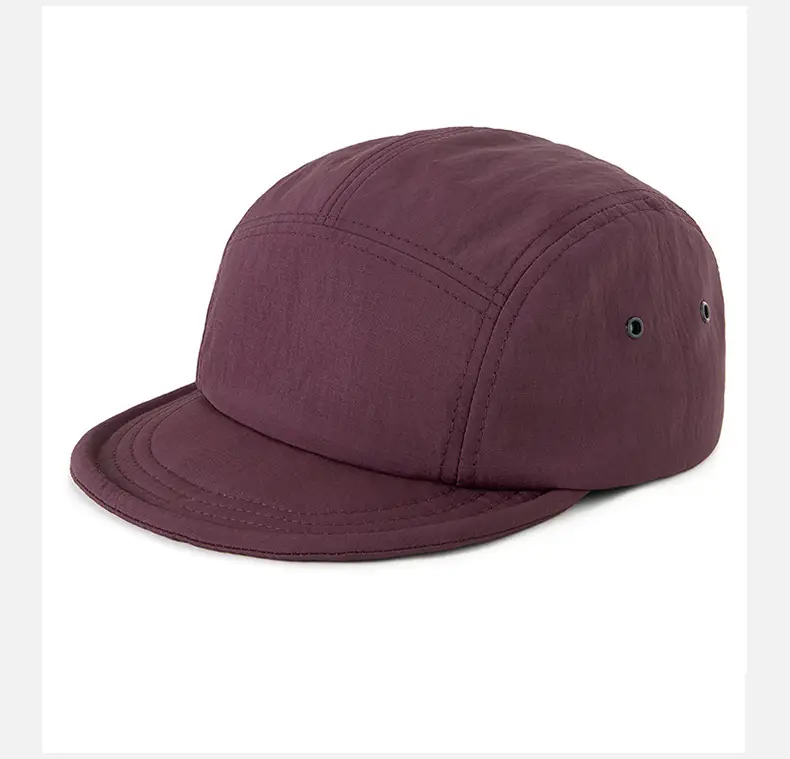 Black American Short Brim Five-piece Cap for Men Women — feature 19