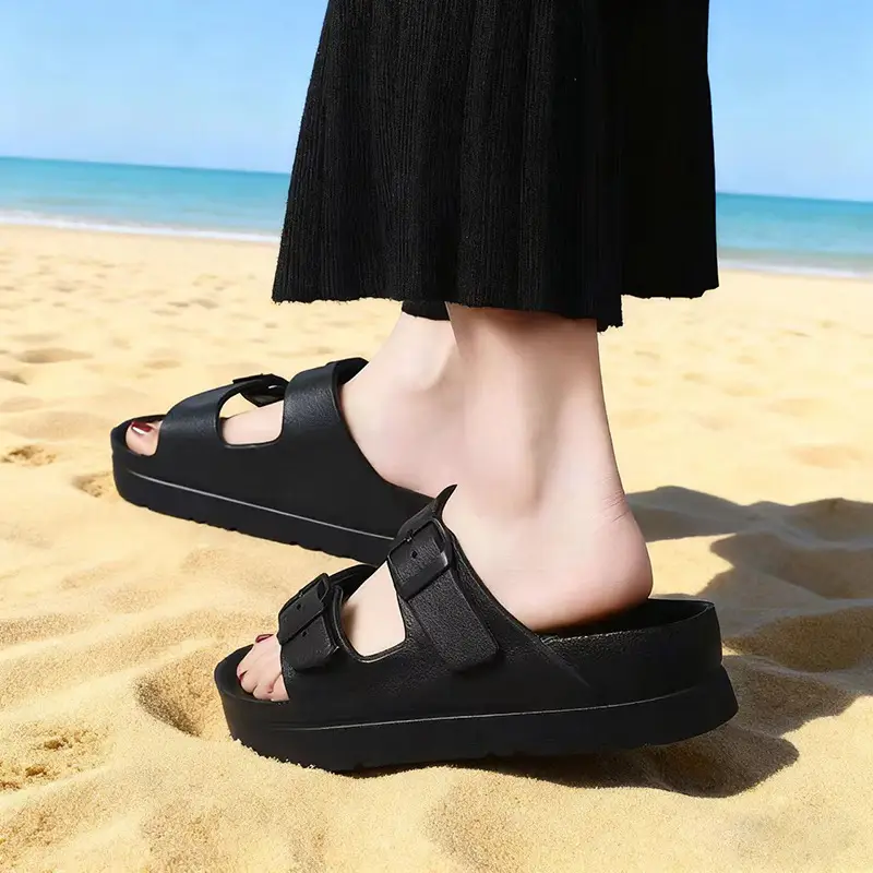 Birkenth Shoes Thick-soled Shoes Women's Birkenth Shoes Thick-soled EVA Slippers Heightened Outer Wear Sandals Classic Double Buckle Beach Shoes