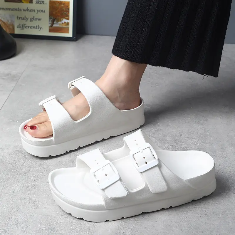 Birkenth Shoes Thick-soled Shoes Women's Birkenth Shoes Thick-soled EVA Slippers Heightened Outer Wear Sandals Classic Double Buckle Beach Shoes