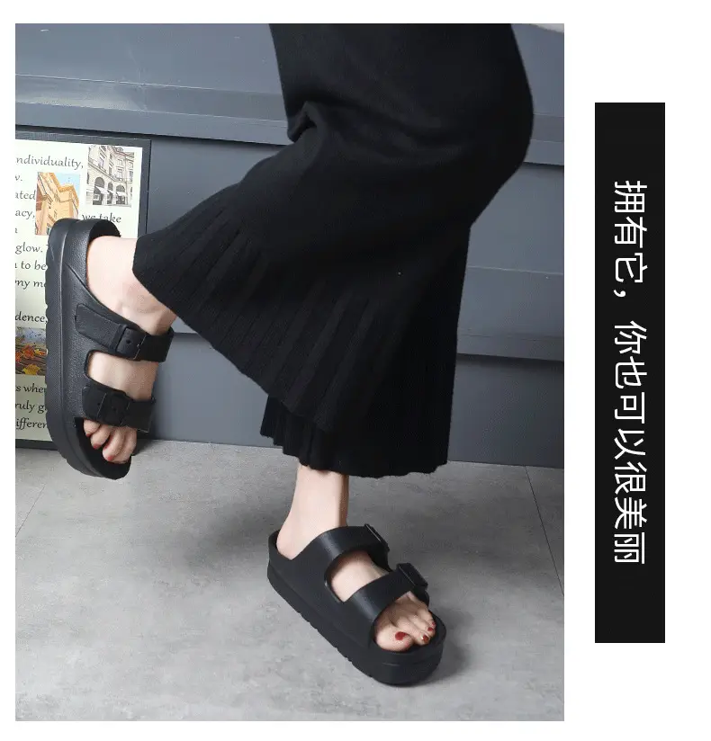 Birkenth Shoes Thick-soled Shoes Women's Birkenth Shoes Thick-soled EVA Slippers Heightened Outer Wear Sandals Classic Double Buckle Beach Shoes — feature 10