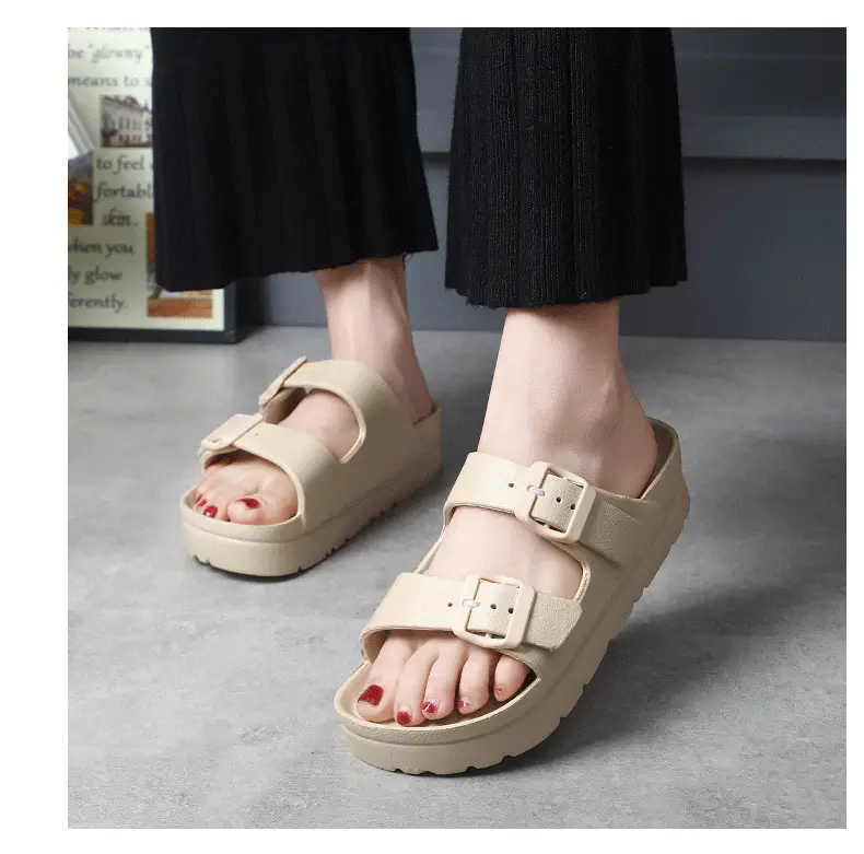 Birkenth Shoes Thick-soled Shoes Women's Birkenth Shoes Thick-soled EVA Slippers Heightened Outer Wear Sandals Classic Double Buckle Beach Shoes — feature 11