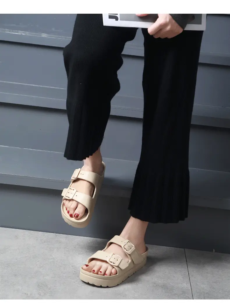Birkenth Shoes Thick-soled Shoes Women's Birkenth Shoes Thick-soled EVA Slippers Heightened Outer Wear Sandals Classic Double Buckle Beach Shoes — feature 14